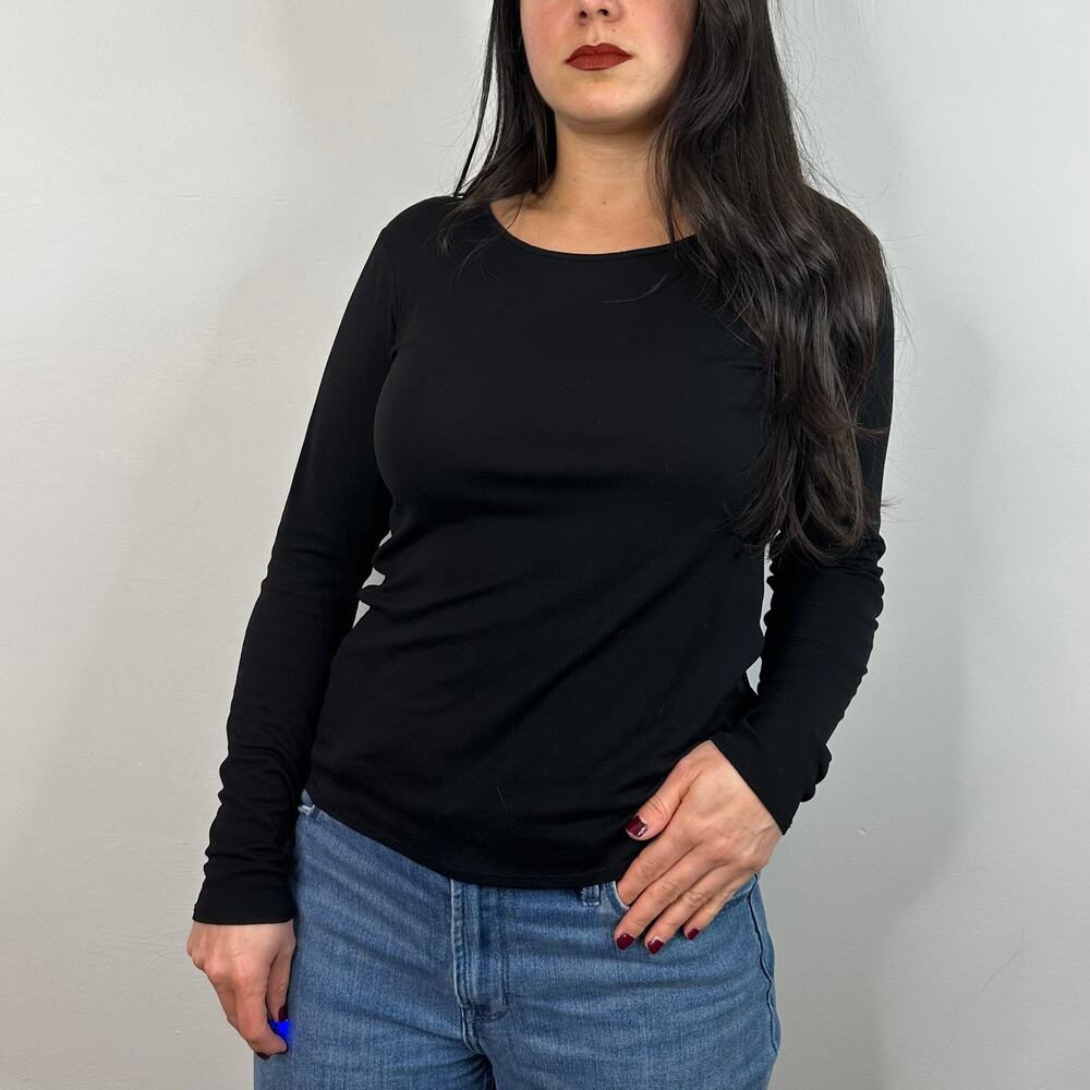 Eileen Fisher Round Neck Long Sleeve Silk Blouse